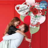 Foil Balloon Satin Valentine Rose Bouquet