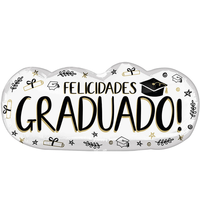Graduation Foil Balloon 30 Inch Sketched Felicidades Graduado
