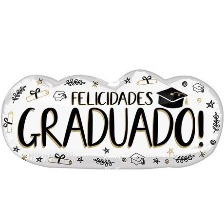 Graduation Foil Balloon 30 Inch Sketched Felicidades Graduado