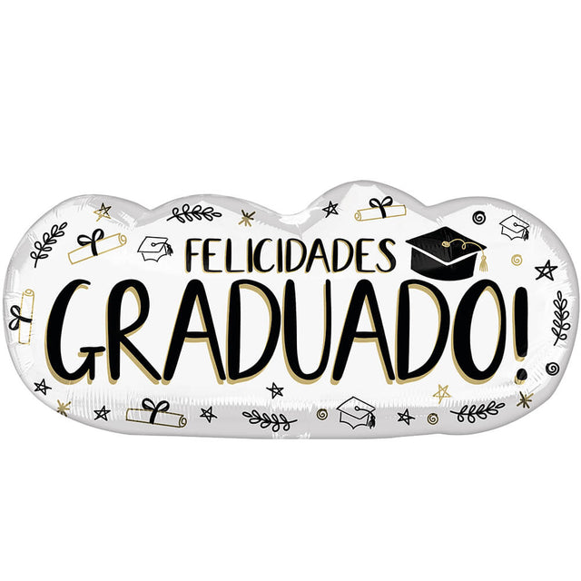 Graduation Foil Balloon 30 Inch Sketched Felicidades Graduado