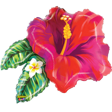 Plastic Balloon Tropical Flower Red