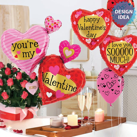 Valentine Foil Balloon Multi Hearts 30 Inch