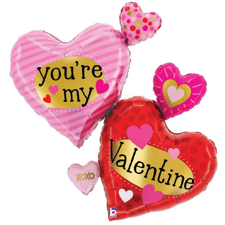 Valentine Foil Balloon Multi Hearts 30 Inch