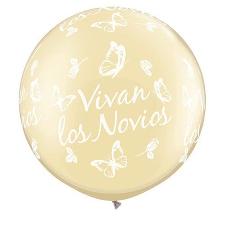 Latex Balloons 30 Inch Vivan Los Novios Roses & Butterflies