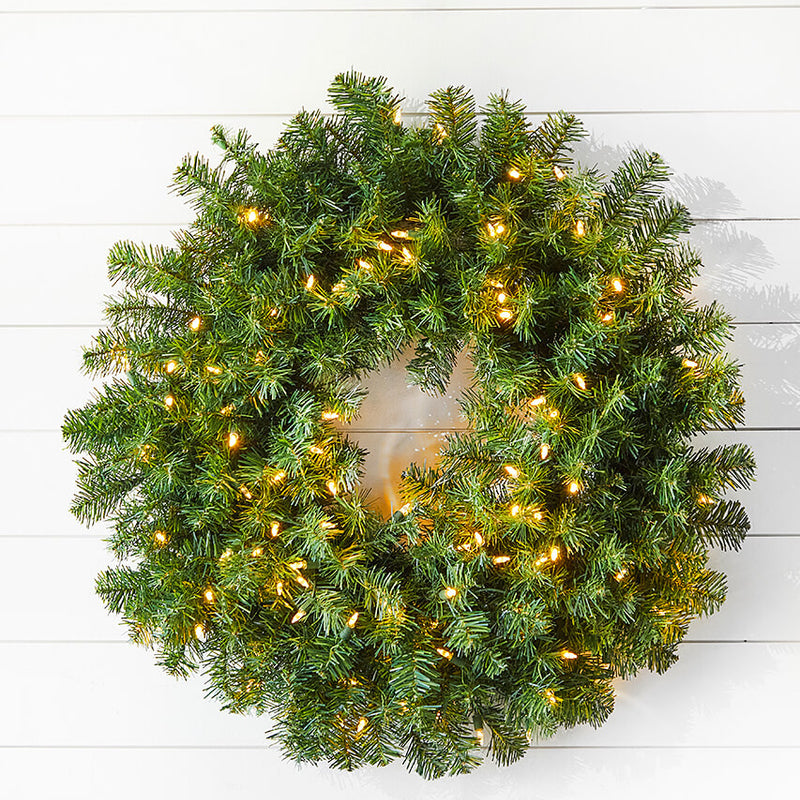 Norway Pine Wreath 30 Inch LED Prelit Christmas Holiday Door Decor