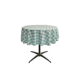 30" Round Tablecloth Polyester Poplin Fabric - Checkered, White & Lime, 30" Diameter (1 Piece)