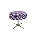 30" Round Tablecloth Polyester Poplin Fabric - Checkered, White & Lime, 30" Diameter (1 Piece)
