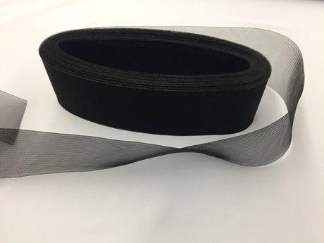 Crinoline Horsehair Braid Trim Polyester Fabric - Black, 4" Width, 30 Yards (30 Yards)
