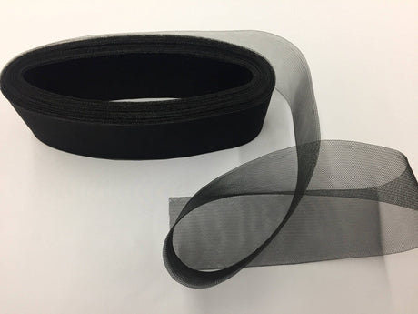 Crinoline Horsehair Braid Trim Polyester Fabric - Black, 4" Width, 30 Yards (30 Yards)