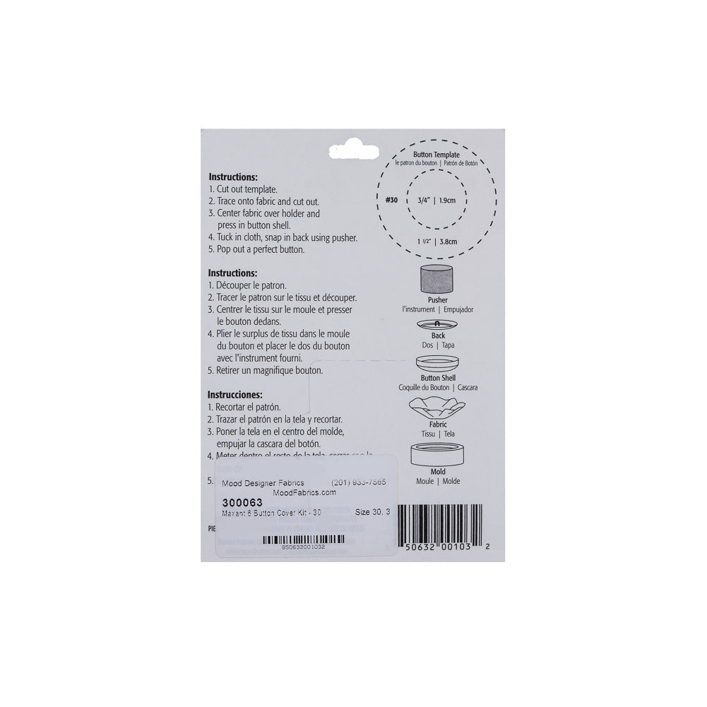 Maxant Button Cover Kit Size 30 - 6ct