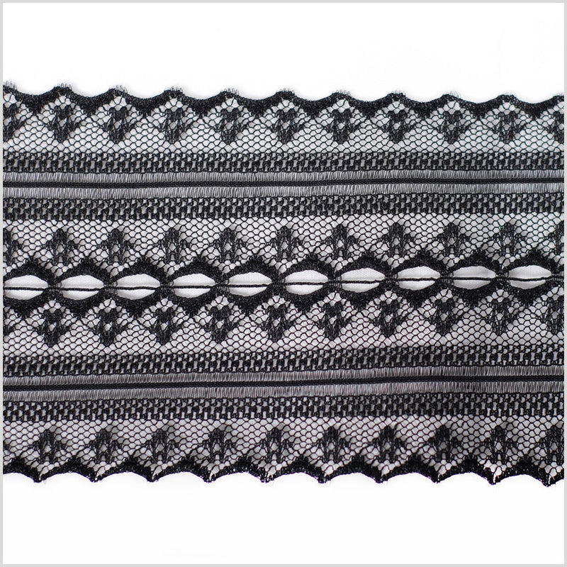 Black Sheer Lace Trimming - 3.25"