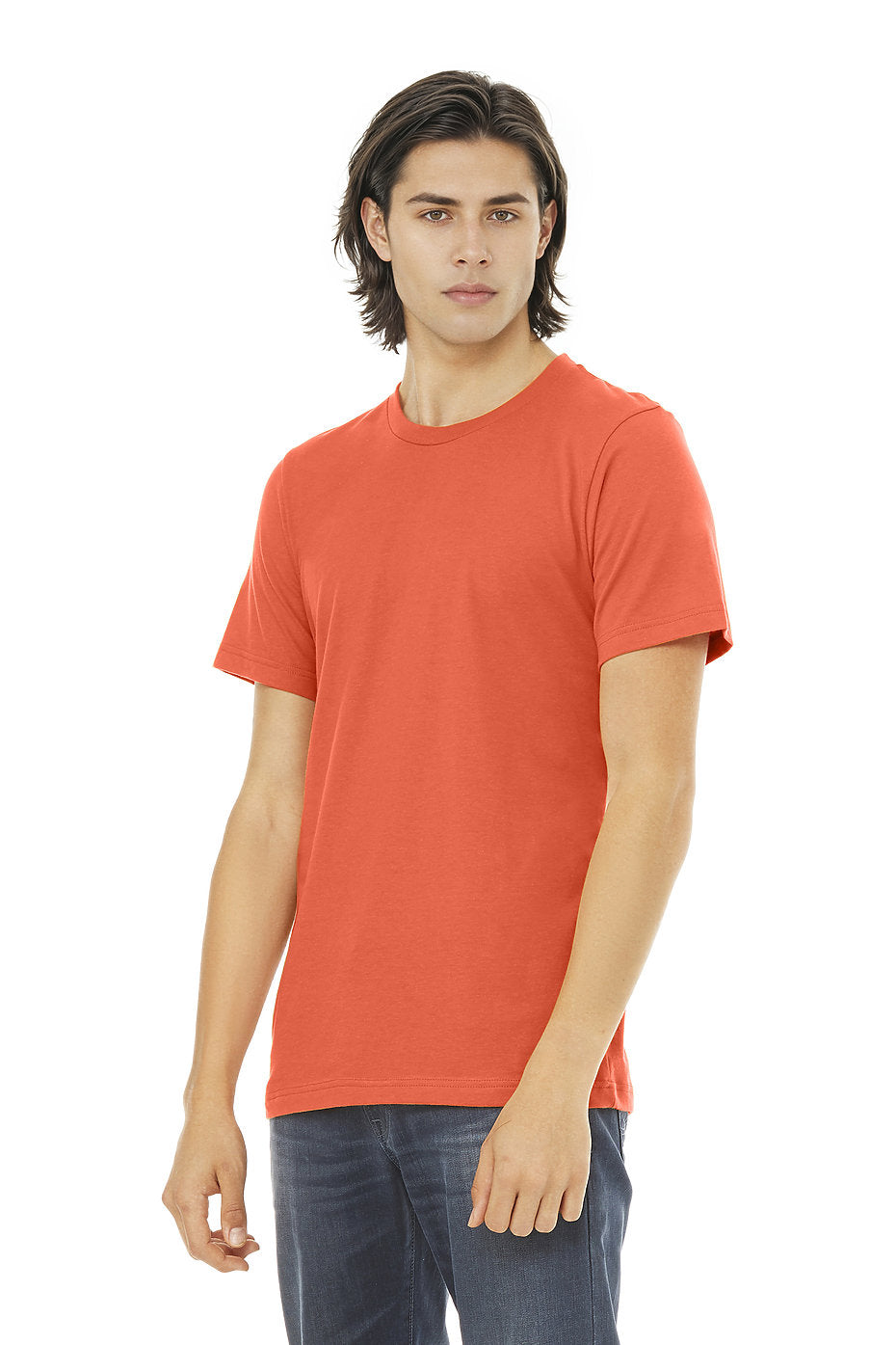 Bella Canvas 3001 Cotton T-Shirt Fabric - Coral, Unisex Crewneck, Short Sleeve (1 Piece)