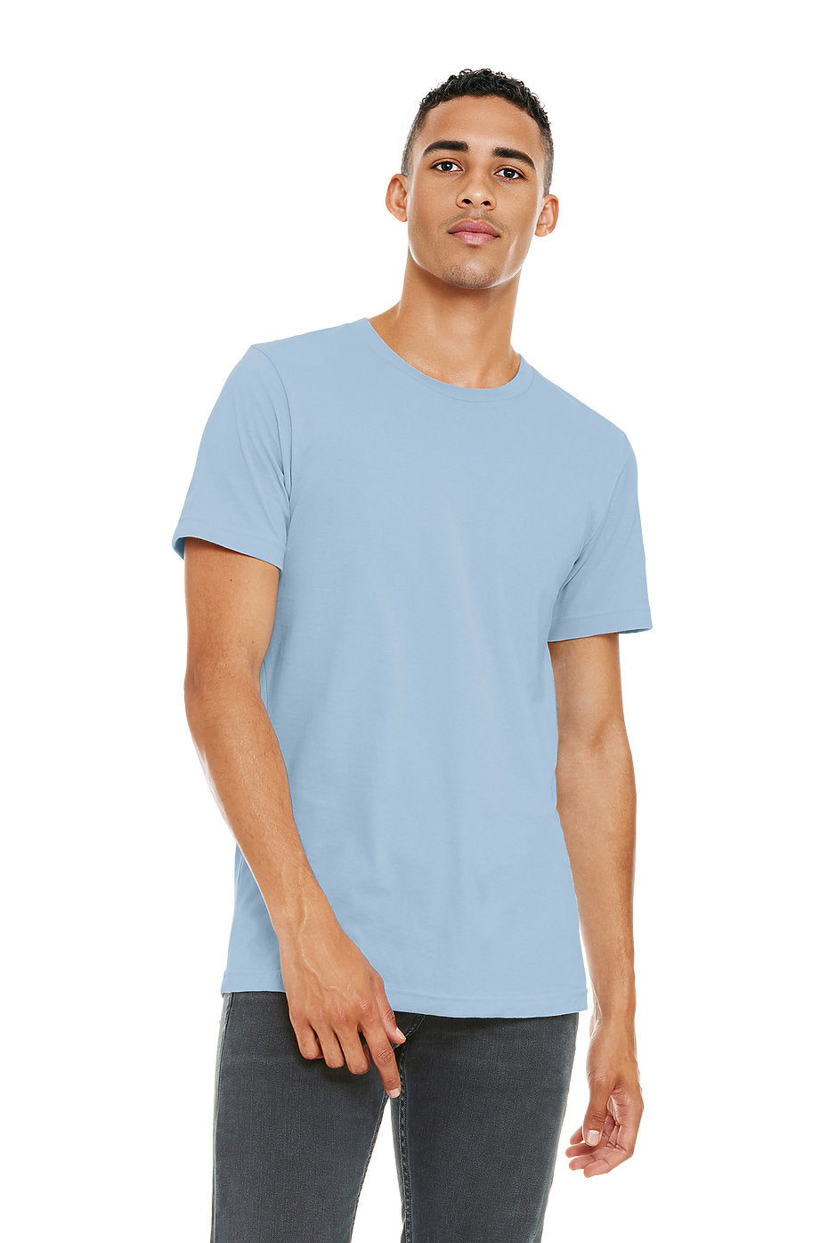 Bella Canvas 3001 Cotton T-Shirt Fabric - Baby Blue, Crewneck, Unisex, 32 Single, 4.2 Oz, 6 Sizes (1 Piece)