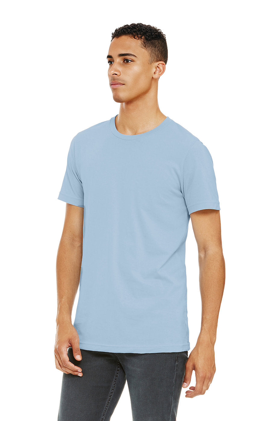 Bella Canvas 3001 Cotton T-Shirt Fabric - Baby Blue, Crewneck, Unisex, 32 Single, 4.2 Oz, 6 Sizes (1 Piece)
