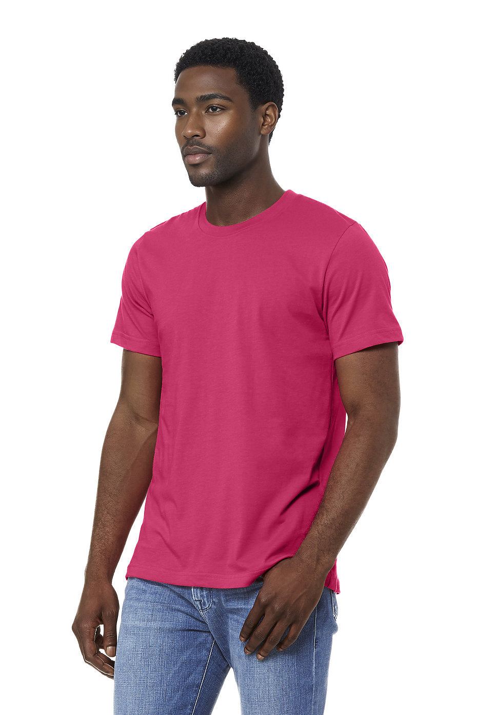 Bella Canvas 3001 Airlume Combed And Ring-Spun Cotton Fabric - Fuchsia, Crewneck, Unisex, 32 Single, 4.2 Oz (1 Unit)
