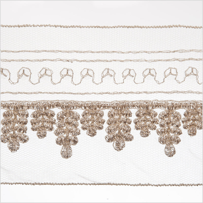 2.5" Beige/Gold Embroidered Trim