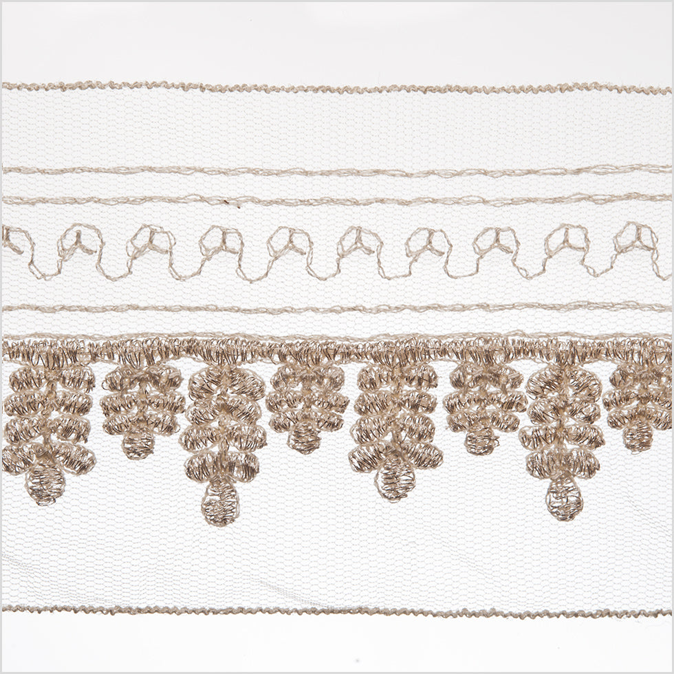2.5" Beige/Gold Embroidered Trim