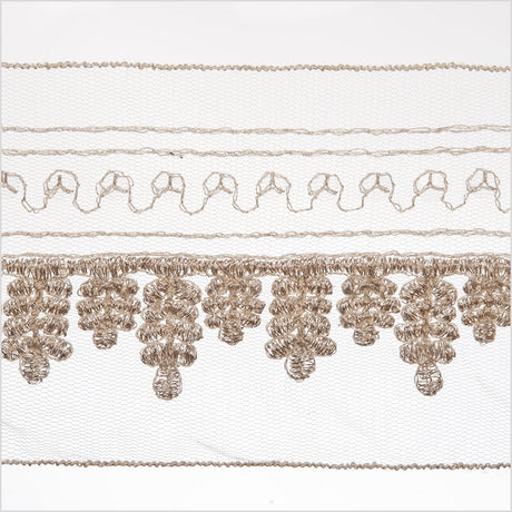 2.5" Beige/Gold Embroidered Trim