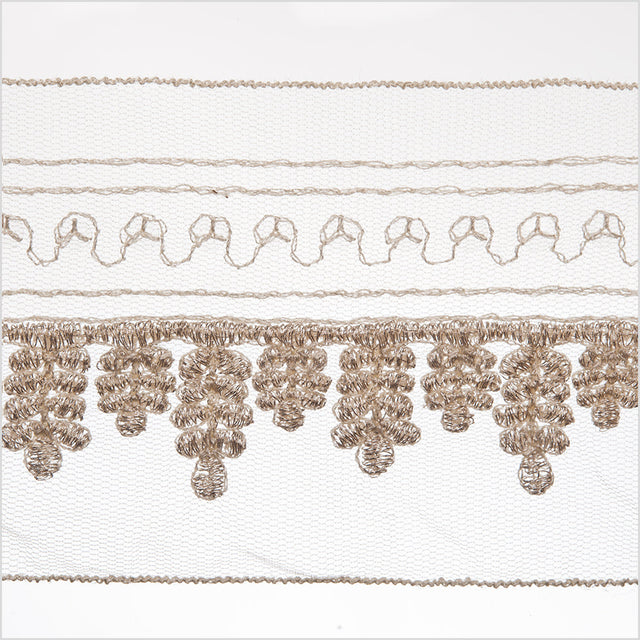 2.5" Beige/Gold Embroidered Trim