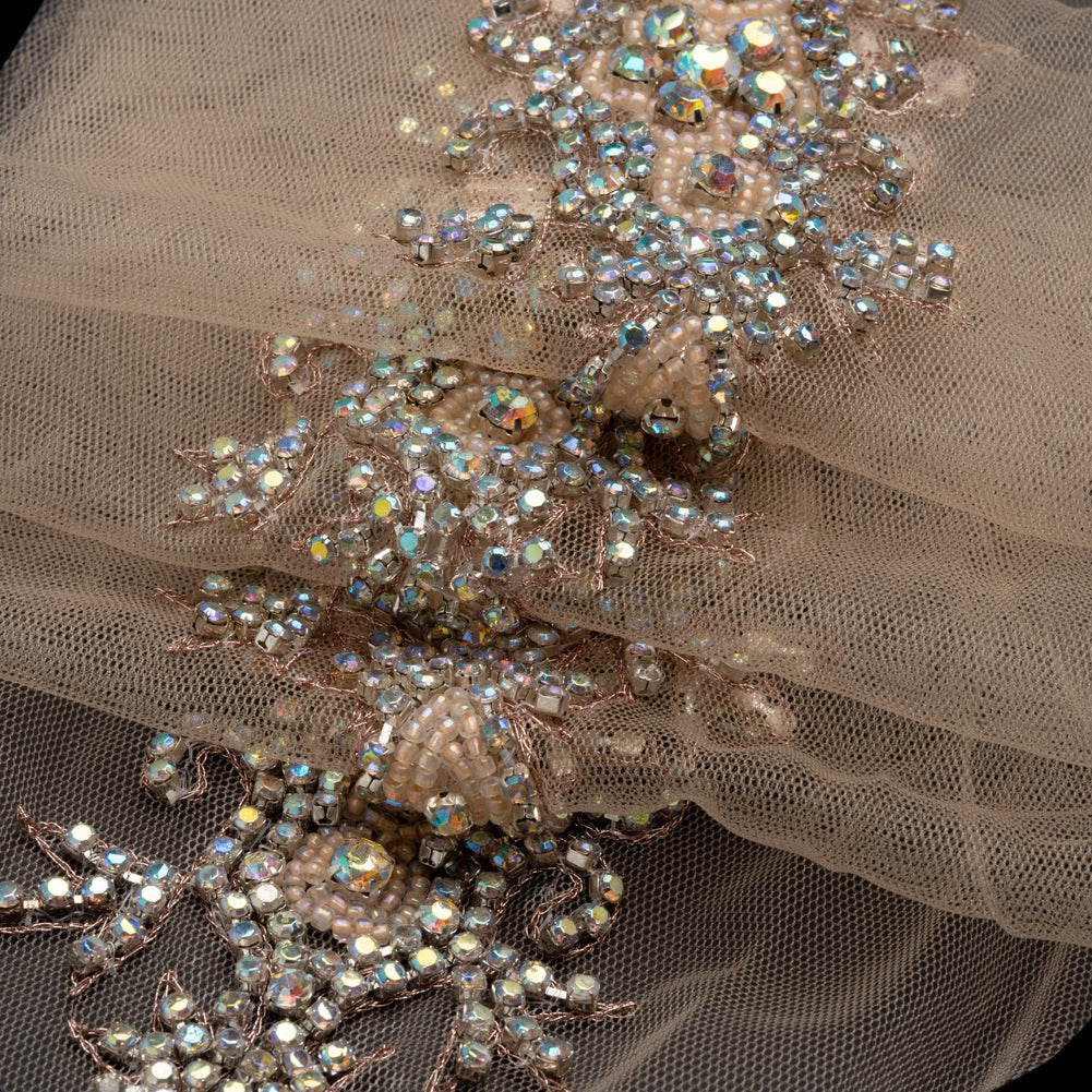 Silver/Champagn Fancy Beaded Trim