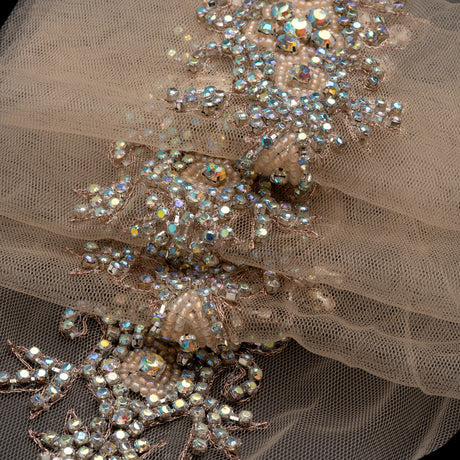 Silver/Champagn Fancy Beaded Trim