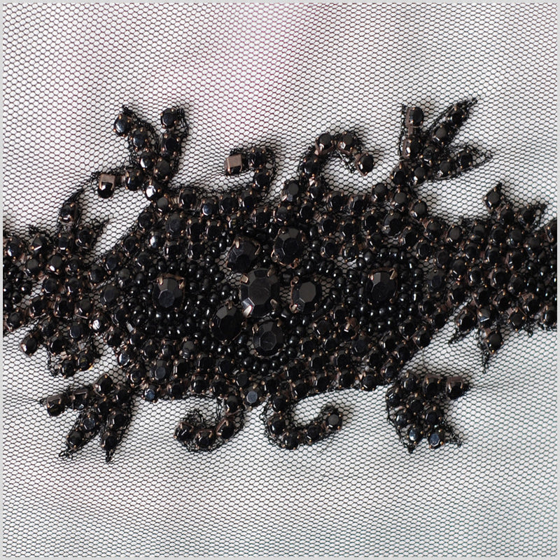 2.5" Black Fancy Beaded Rhinestone Trim