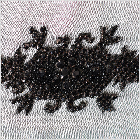 2.5" Black Fancy Beaded Rhinestone Trim
