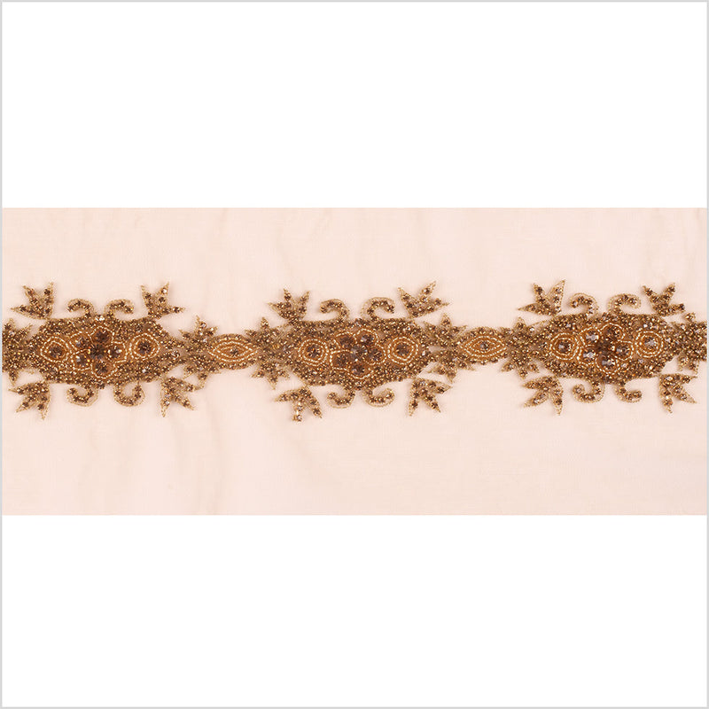 2.5" Gold/Light Colorado Topaz Fancy Beaded Rhinestone Trim