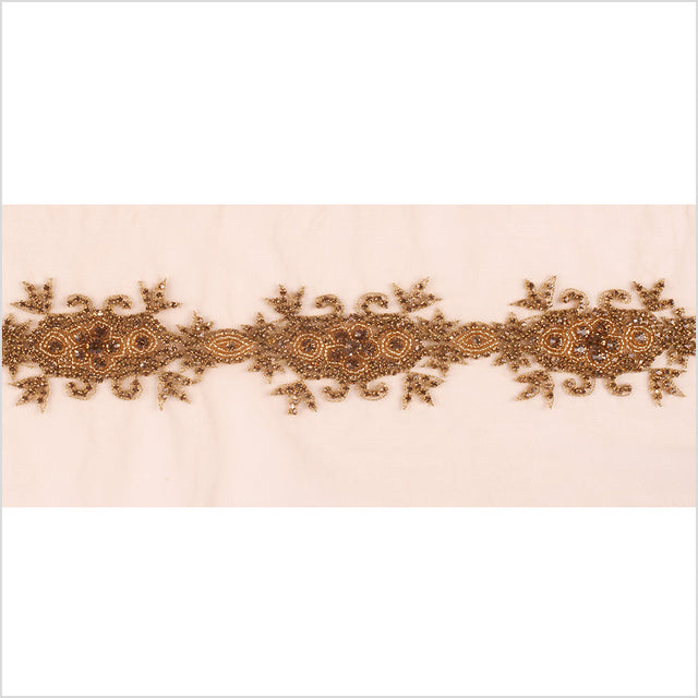 2.5" Gold/Light Colorado Topaz Fancy Beaded Rhinestone Trim