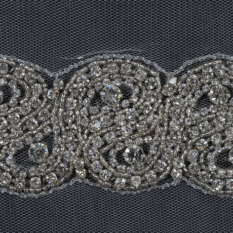 Clear Crystal Rhinestone Beaded Trim - 1.5"