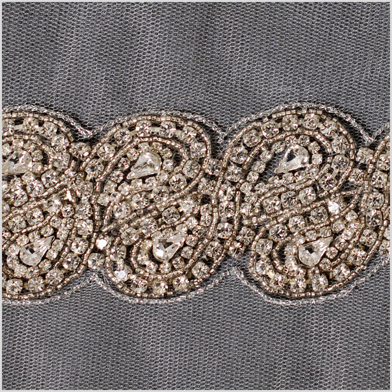 Clear Crystal Rhinestone Beaded Trim - 1.5"