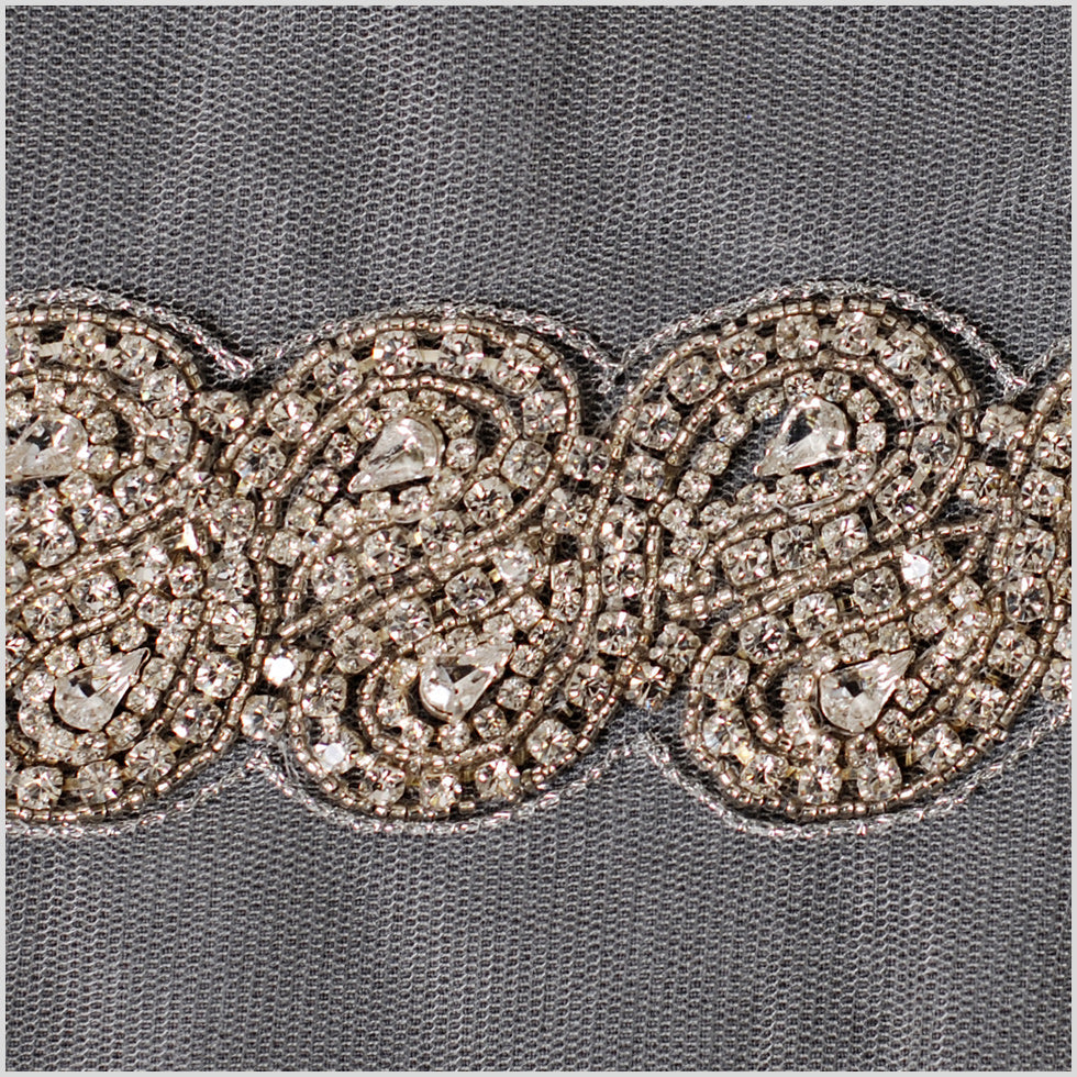 Clear Crystal Rhinestone Beaded Trim - 1.5"