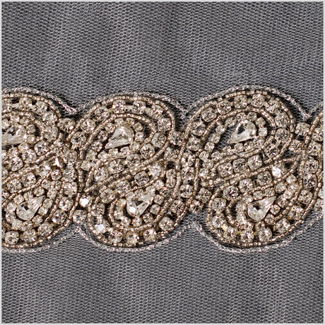 Clear Crystal Rhinestone Beaded Trim - 1.5"