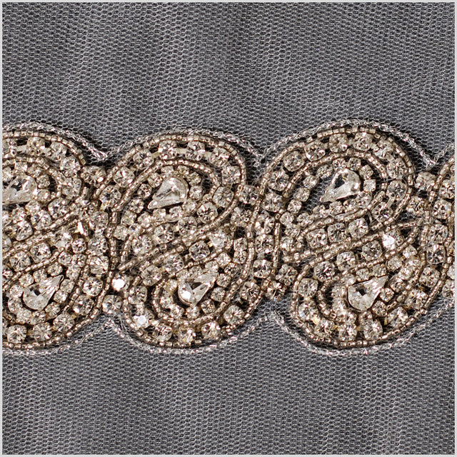 Clear Crystal Rhinestone Beaded Trim - 1.5"