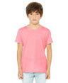 Bella Canvas 3001Y CVC Youth Heather Tee Cotton Fabric - Neon Pink, Heather, Crew Neck, Short Sleeve (1 Unit)