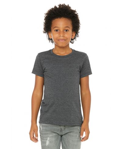 Bella Canvas 3001Y CVC Youth Heather Tee - Cotton Fabric, Dark Grey Heather (1 Piece)