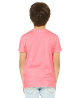 Bella Canvas 3001Y CVC Youth Heather Tee Cotton Fabric - Neon Pink, Heather, Crew Neck, Short Sleeve (1 Unit)
