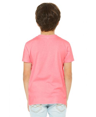 Bella Canvas 3001Y CVC Youth Heather Tee Cotton Fabric - Neon Pink, Heather, Crew Neck, Short Sleeve (1 Unit)