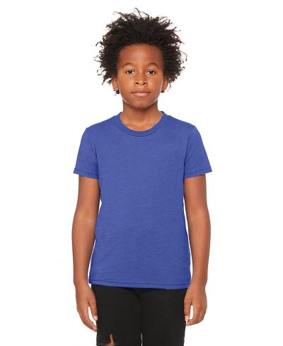 Bella Canvas 3001Y CVC Youth Heather Tee Cotton Fabric - HTR True Royal, Heather, Youth Tee (1 Unit)