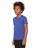Bella Canvas 3001Y CVC Youth Heather Tee Cotton Fabric - HTR True Royal, Heather, Youth Tee (1 Unit)