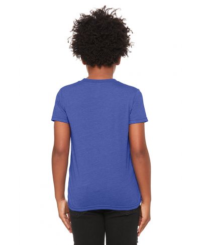 Bella Canvas 3001Y CVC Youth Heather Tee Cotton Fabric - HTR True Royal, Heather, Youth Tee (1 Unit)