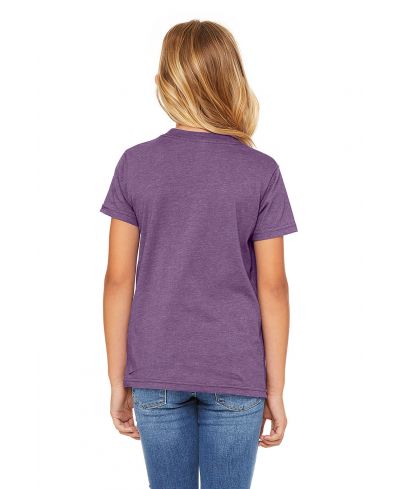 Bella Canvas 3001Y CVC Youth Heather Tee Cotton Fabric - HTR Team Purple, Youth Tee, 4.2 Oz, Sideseamed, Retail Fit (1 Piece)