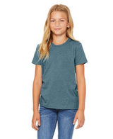 Bella Canvas 3001Y CVC Youth Heather Tee Cotton Fabric - Heather Deep Teal, Youth T-Shirt (1 Piece)