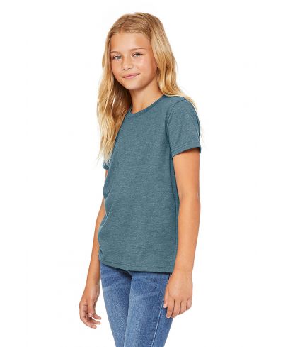 Bella Canvas 3001Y CVC Youth Heather Tee Cotton Fabric - Heather Deep Teal, Youth T-Shirt (1 Piece)