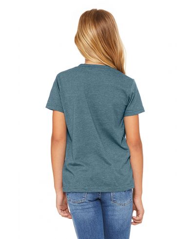 Bella Canvas 3001Y CVC Youth Heather Tee Cotton Fabric - Heather Deep Teal, Youth T-Shirt (1 Piece)
