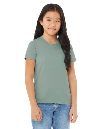 Bella Canvas 3001Y CVC Youth Heather Tee - HTR Dusty Blue, Cotton Fabric (4.2 Oz, 1 Unit)