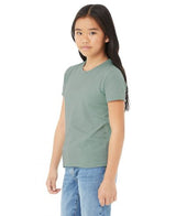 Bella Canvas 3001Y CVC Youth Heather Tee - HTR Dusty Blue, Cotton Fabric (4.2 Oz, 1 Unit)