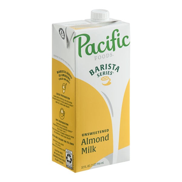 Pacific Foods Barista Series Unsweetened Almond Milk 32 fl. oz. - 12/Case