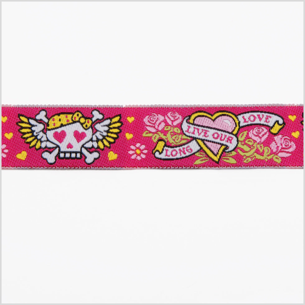 7/8" Pink French Jacquard Ribbon