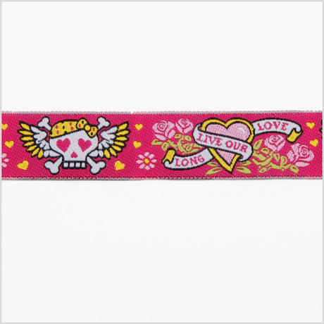 7/8" Pink French Jacquard Ribbon